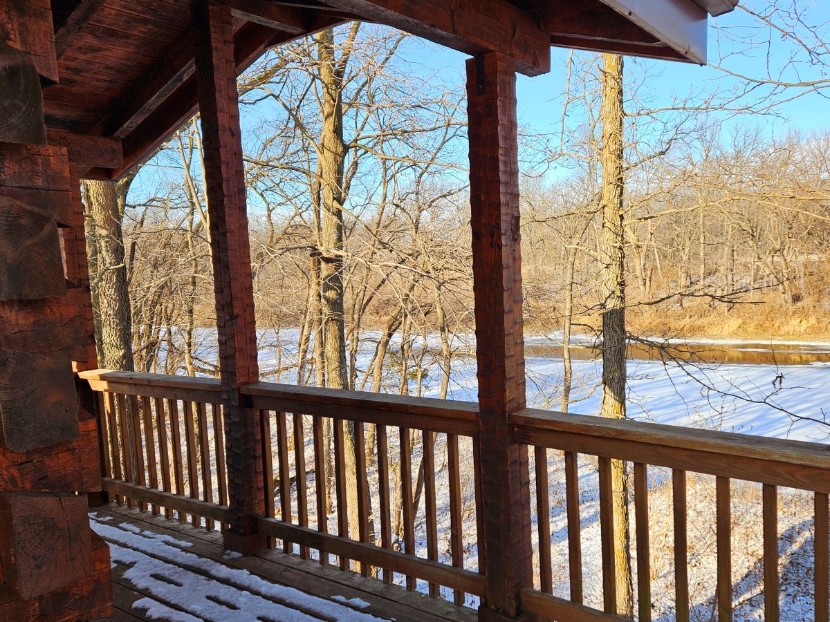 Cabin 4 view from the deck overlooking the Boone River