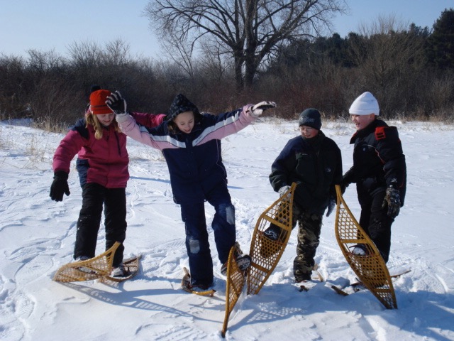 School Kid's Enjoying the Snowshoeing Program