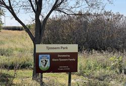 Tjossem park entrance sign