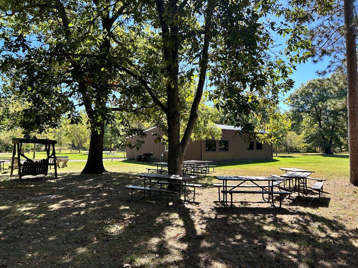 Langwood Education Center lodge, swing, picnic tables