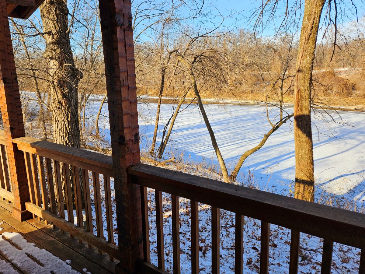 Cabin 3 view from the deck overlooking the Boone River