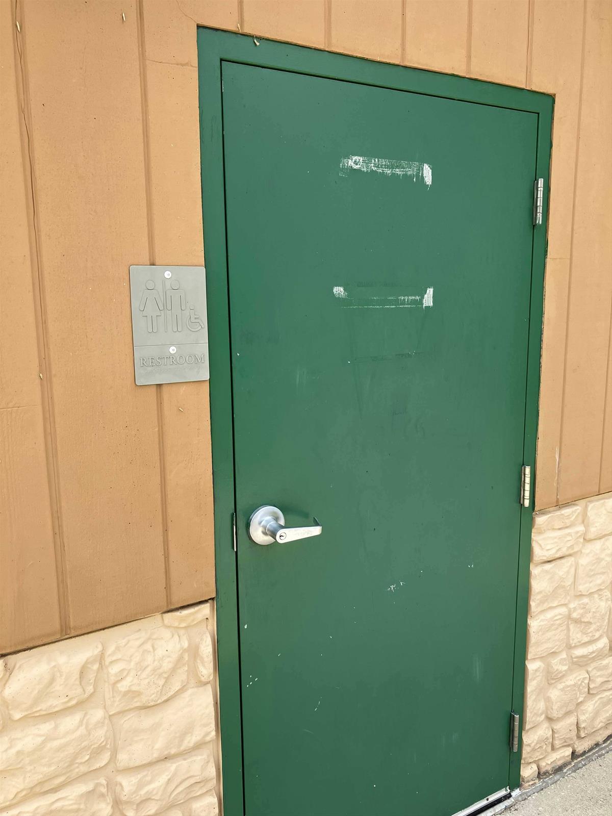 Door Into the Modern Bath Facilities at Siems Park