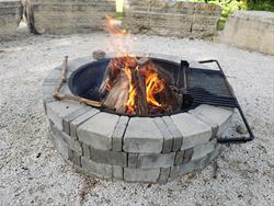 Campfire Ring and Fire at Camp WaNoKi