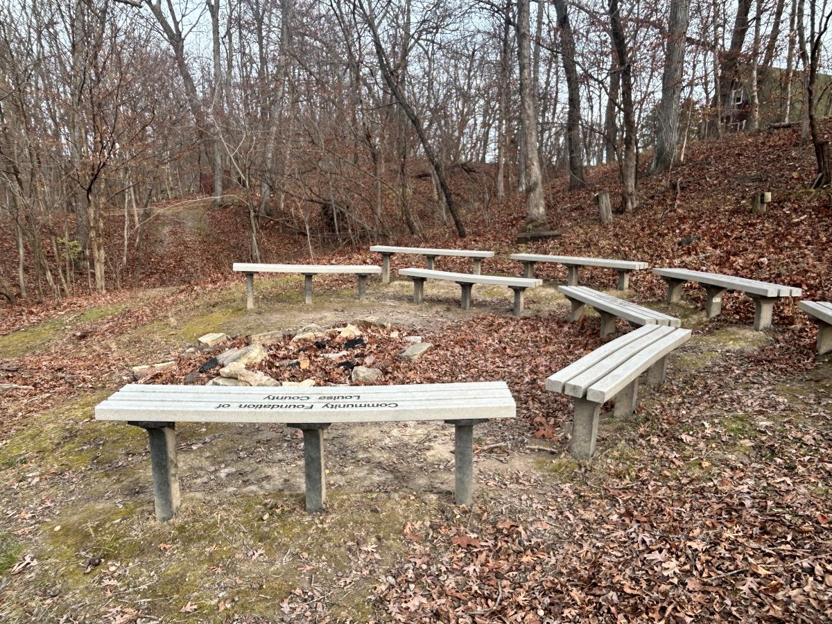 Langwood Education Center Lower Pond Campfire Ring with Benches