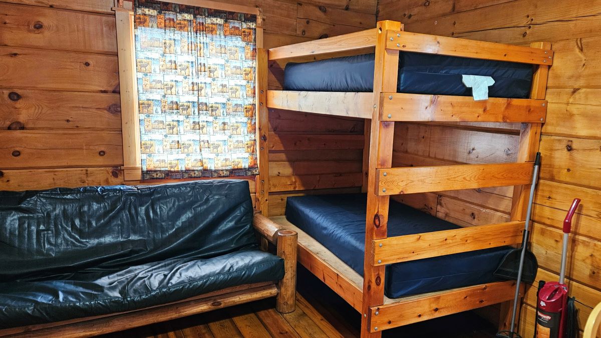 Cabin 4 with bunk bed and full-size futon