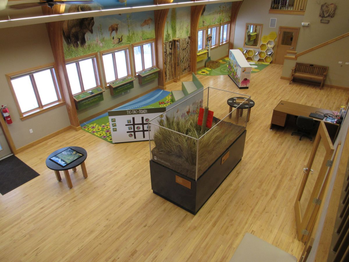 Lake Iowa Nature Center - Inside view of nature center education displays