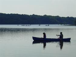 Canoes on Roberts Creek Lake