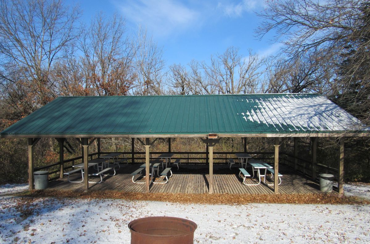 Shelter 1B - outside winter view of shleter