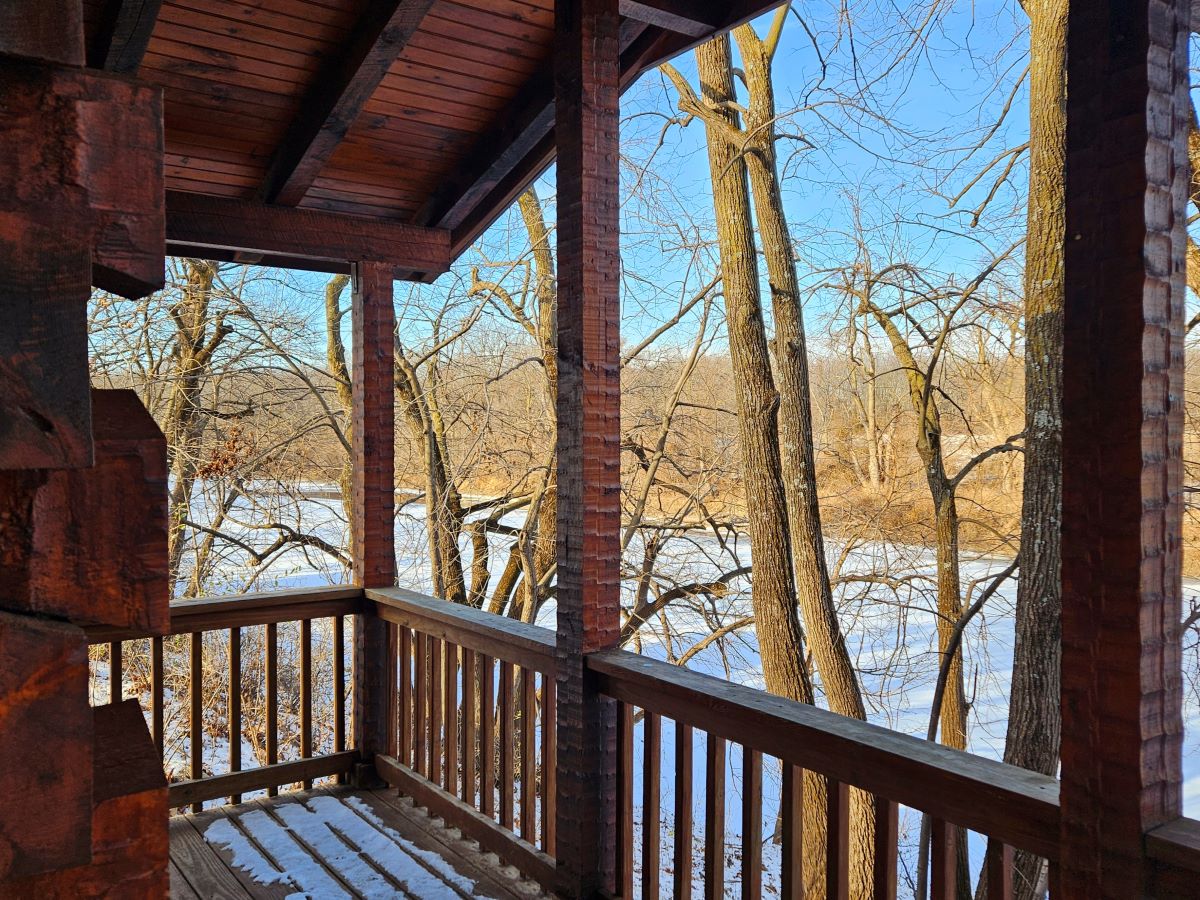 Cabin 1 view from the deck overlooking the Boone River