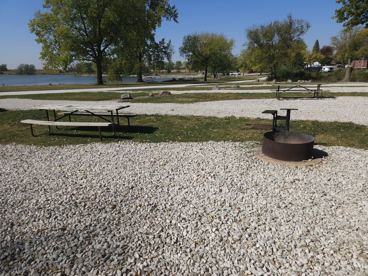 Site 28 – Picnic table area and fire ring with grill