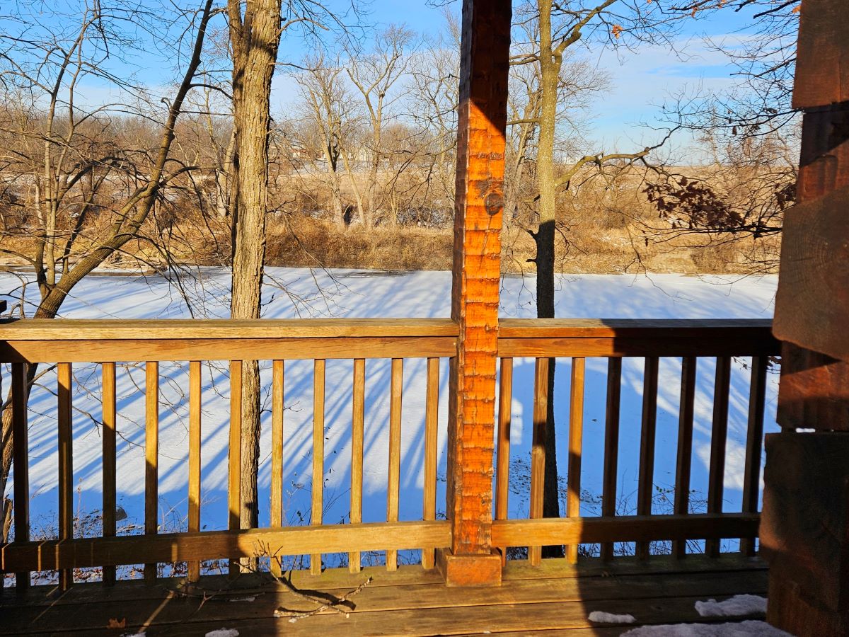 Cabin 2 view from deck overlooking the Boone River